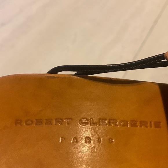 Robert Clergerie Women's Taupe Leather Slip On Heeled Sandals Size 6.5 - Picture 13 of 15